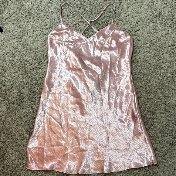 NWT Victorias Secret Cowl Back Satin Slip Dress Pink - Picture 5 of 12